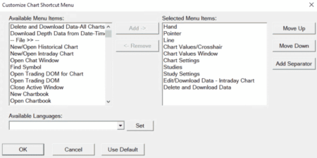 Sierra Chart - Tutorial D3 - Customize Sierra - Customize Chart Shortcut Menu