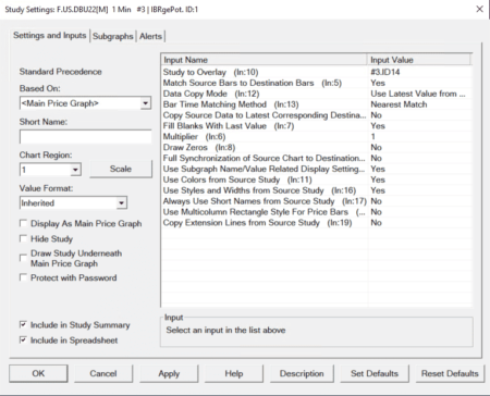 Sierra Chart - Tutorial B1 - Indicators Settings - Chart Studies - Study Inputs Settings