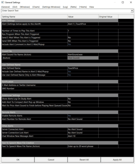 Sierra Chart - Tutoriel A10 - Alertes Avancé - General Settings Alerts