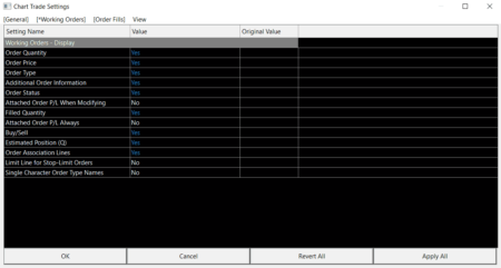 Sierra Chart - Tutorial A3 - Windows - Chart Trade Settings