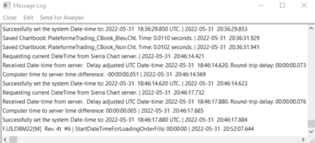 Sierra Chart - Tutoriel A3 - Fenêtres - Message Log