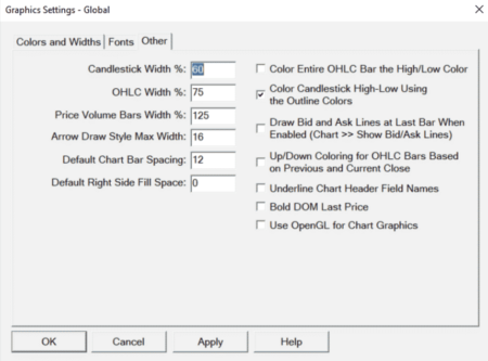 Sierra Chart - Tutoriel A5 - Graphics Settings - Global - Other