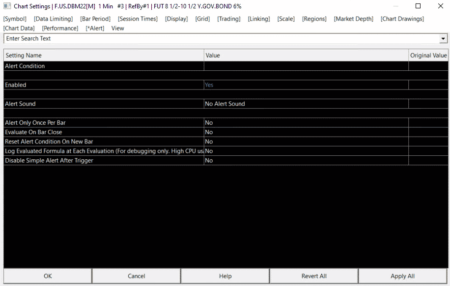 Sierra Chart - Tutoriel A9 - Alertes Basic - Chart Settings Alert