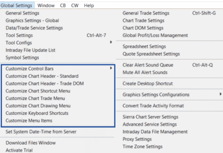 Sierra Chart - Tutoriel D3 - Personnaliser Sierra - Global Settings