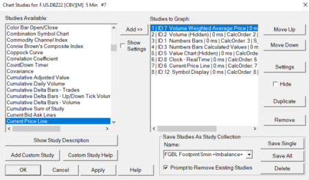 Sierra Chart - Outils - FootPrints Temps imbalance settings